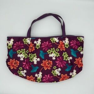 Disney Parks Mickey Mouse Flower Floral Purple Summer Large Tote Bag‎ Hawaiian